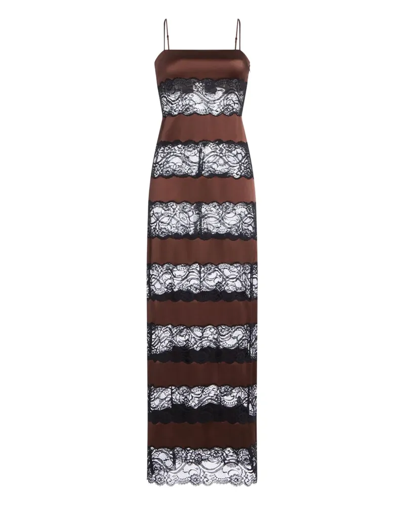 SER.O.YA Faye lace-insert satin maxi dress - Braun Braun