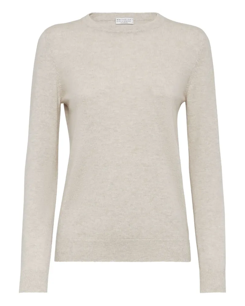 Brunello Cucinelli Schmaler Kaschmirpullover - Nude Nude