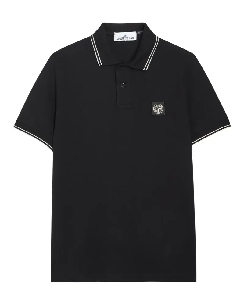 Stone Island Poloshirt mit Logo-Patch - Schwarz Schwarz