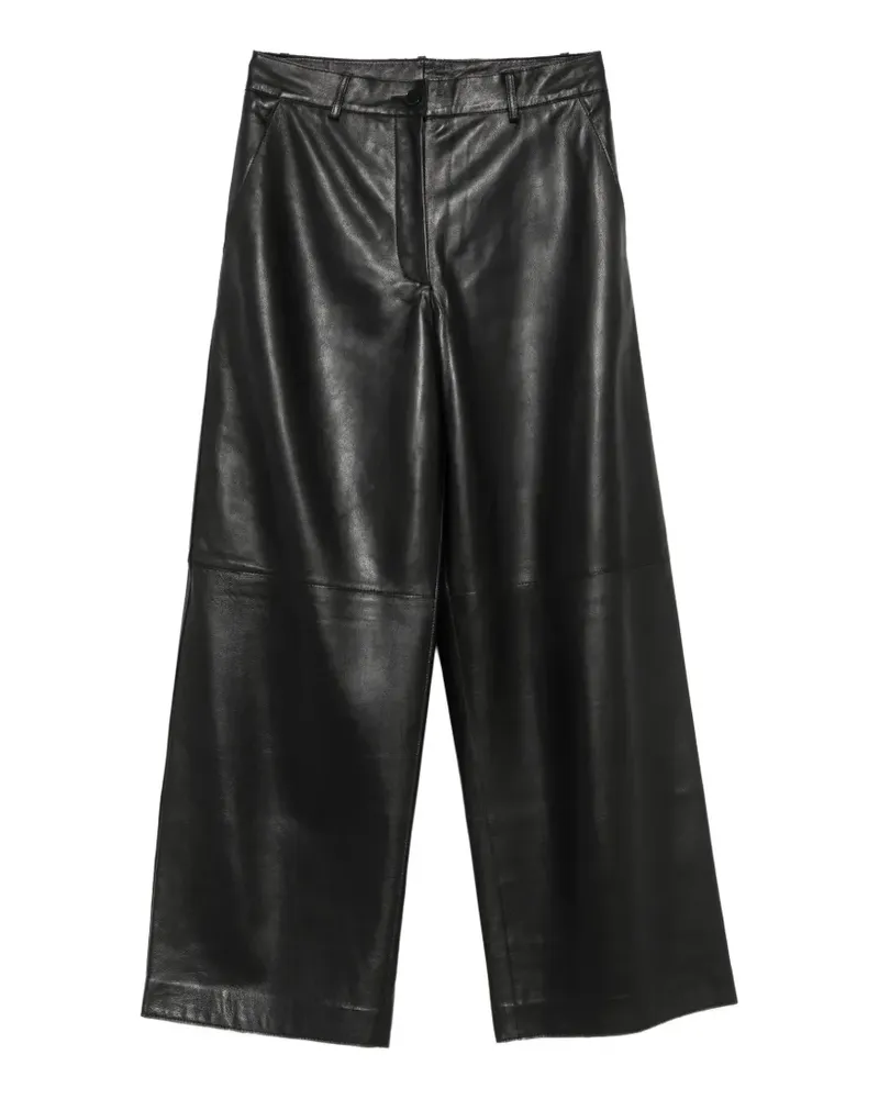 P.A.R.O.S.H. wide-leg leather trousers - Schwarz Schwarz