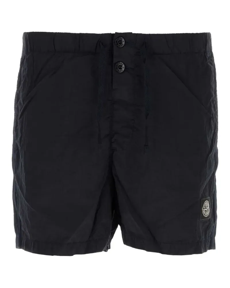 Stone Island logo-patch crinkled shorts - Blau Blau