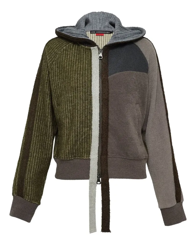 Andersson Bell colour-blocked ribbed hoodie - Grün Grün