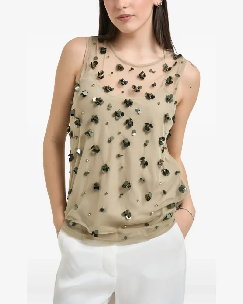 Liu Jo sequin-embellished mesh top - Nude Nude