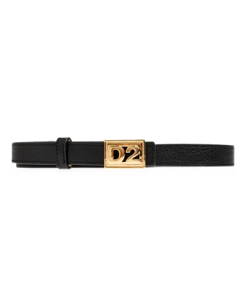 Dsquared2 D2 plaque leather belt - Schwarz Schwarz