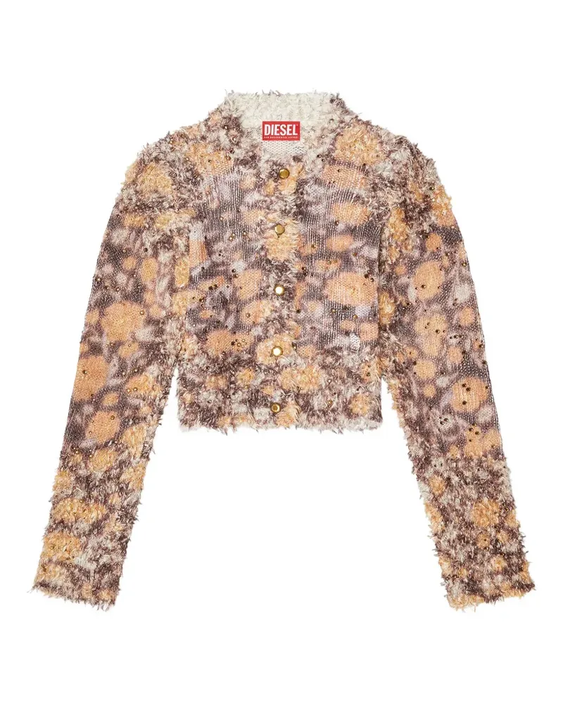 Diesel Geknöpfte Strickweste mit Kristallen - Braun Braun