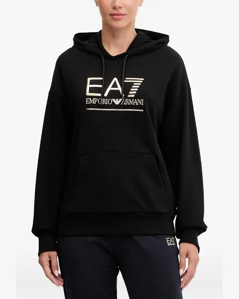 EA7 Hoodie mit Logo - Schwarz Schwarz