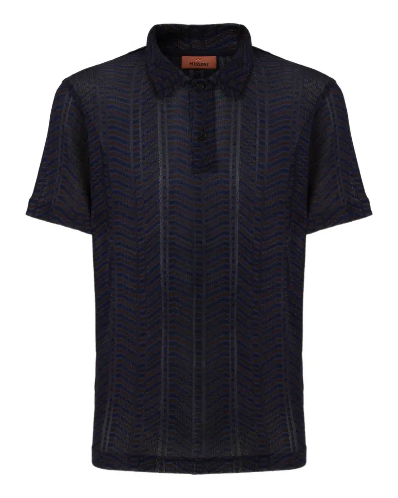 Missoni Poloshirt aus Viskose und Baumwolle mit griechischem Schlüsselmotiv - Blau Blau