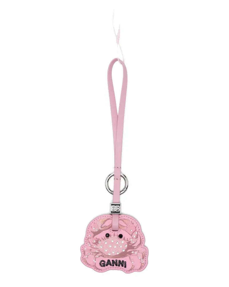 Ganni crab-motif crystal-embellished keyring - Rosa Rosa