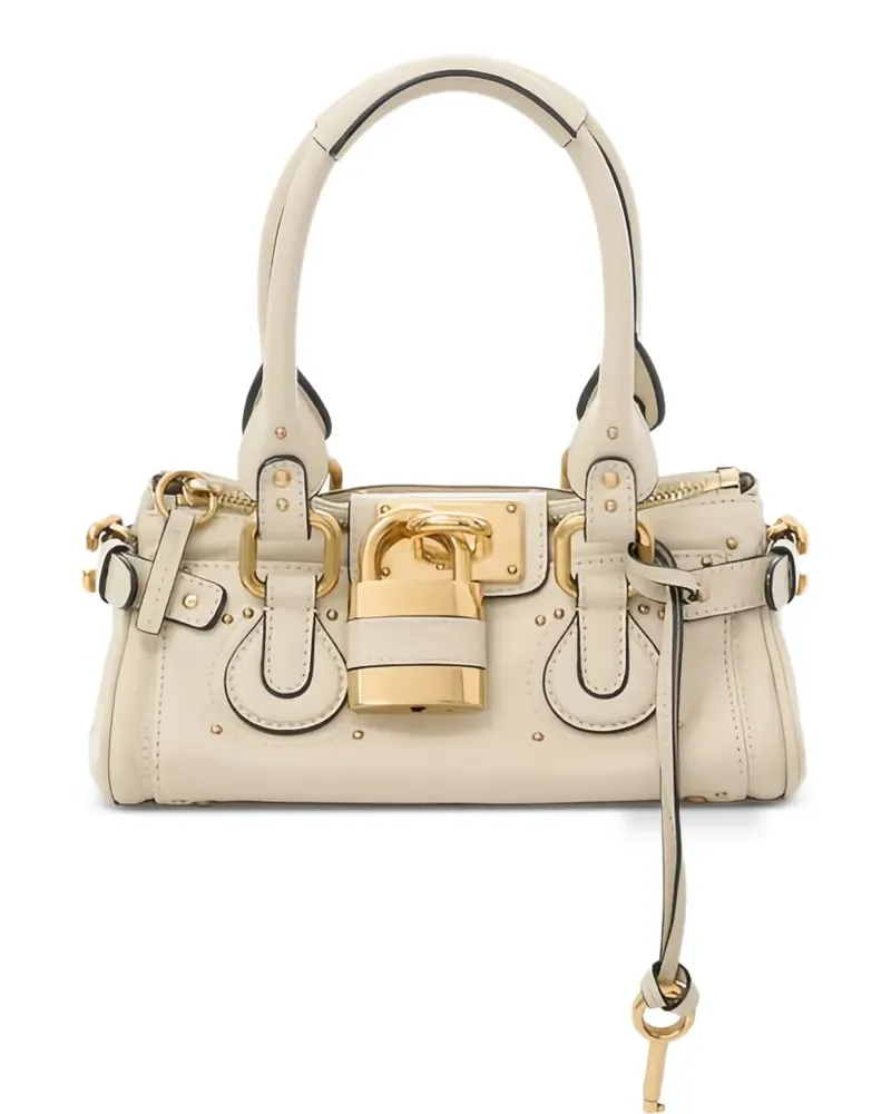 Chloé small Paddington padlock leather tote bag - Nude Nude