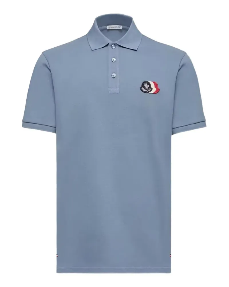 Moncler logo-patch polo shirt - Blau Blau