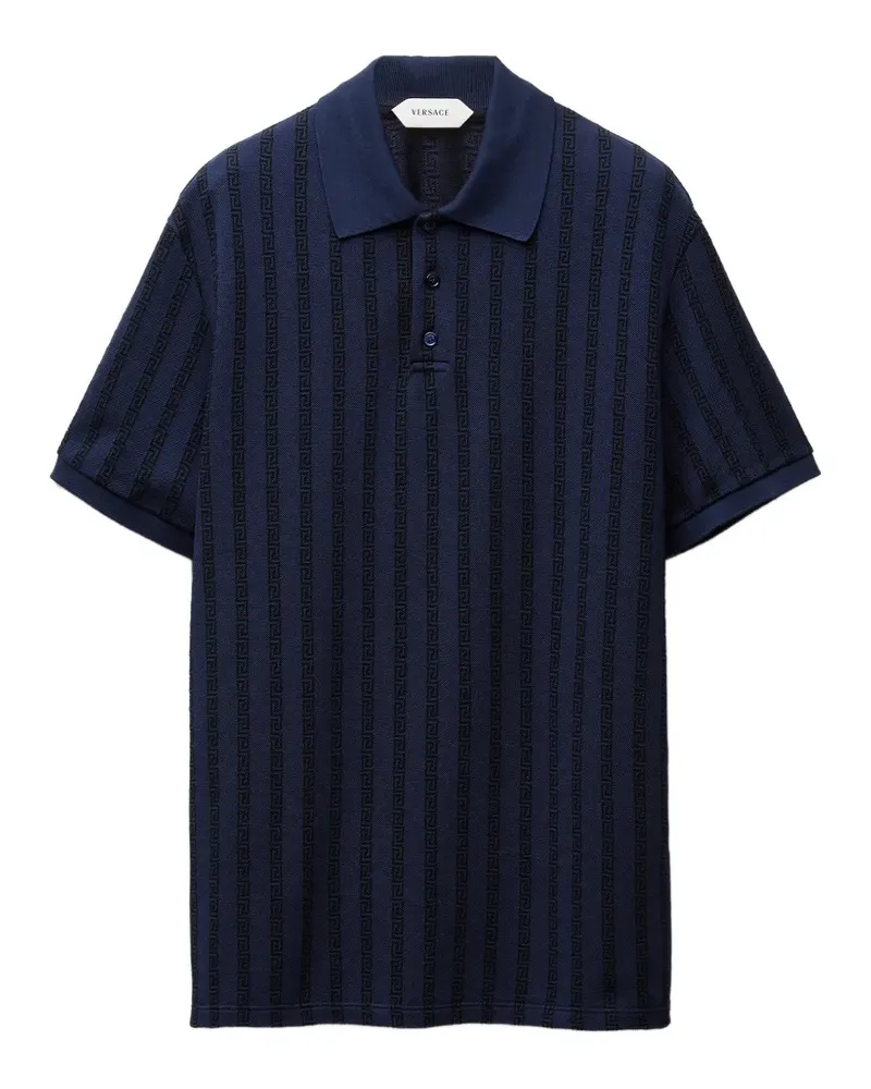 Versace jacquard cotton piqué polo - Blau Blau