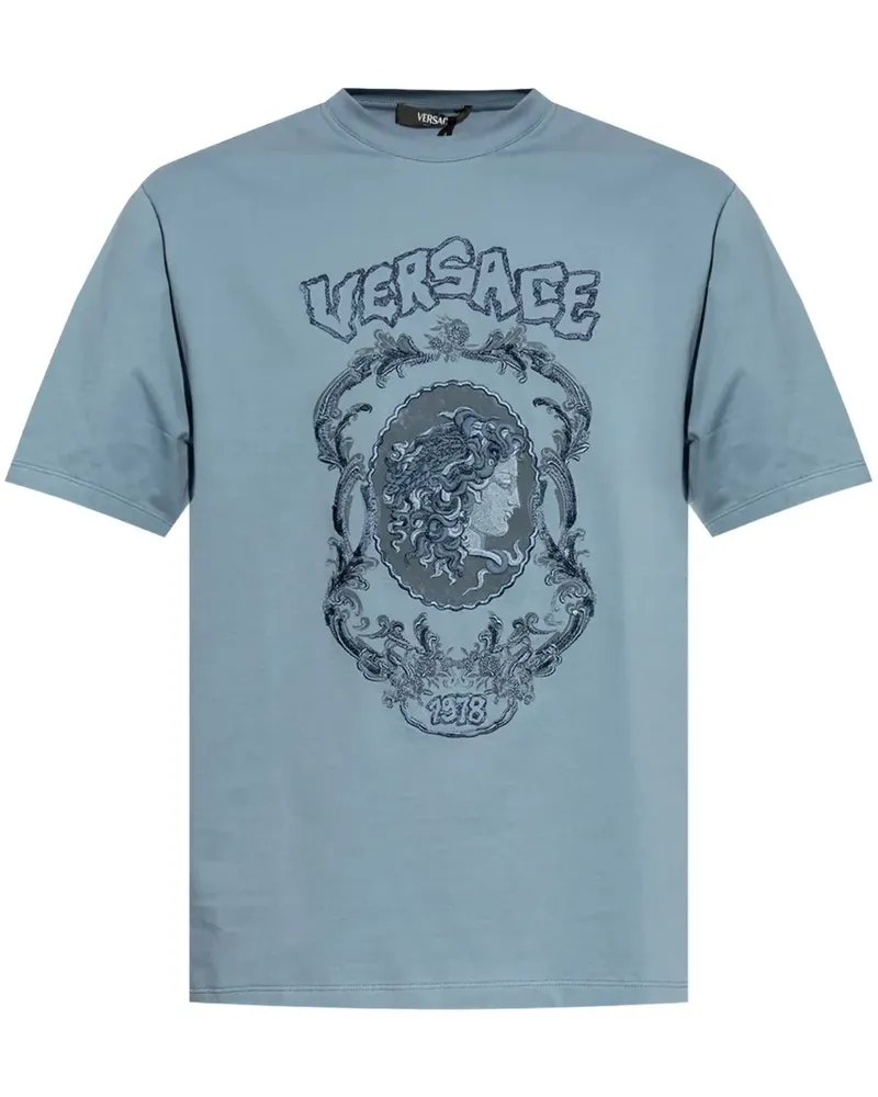 Versace T-Shirt mit grafischem Print - Blau Blau
