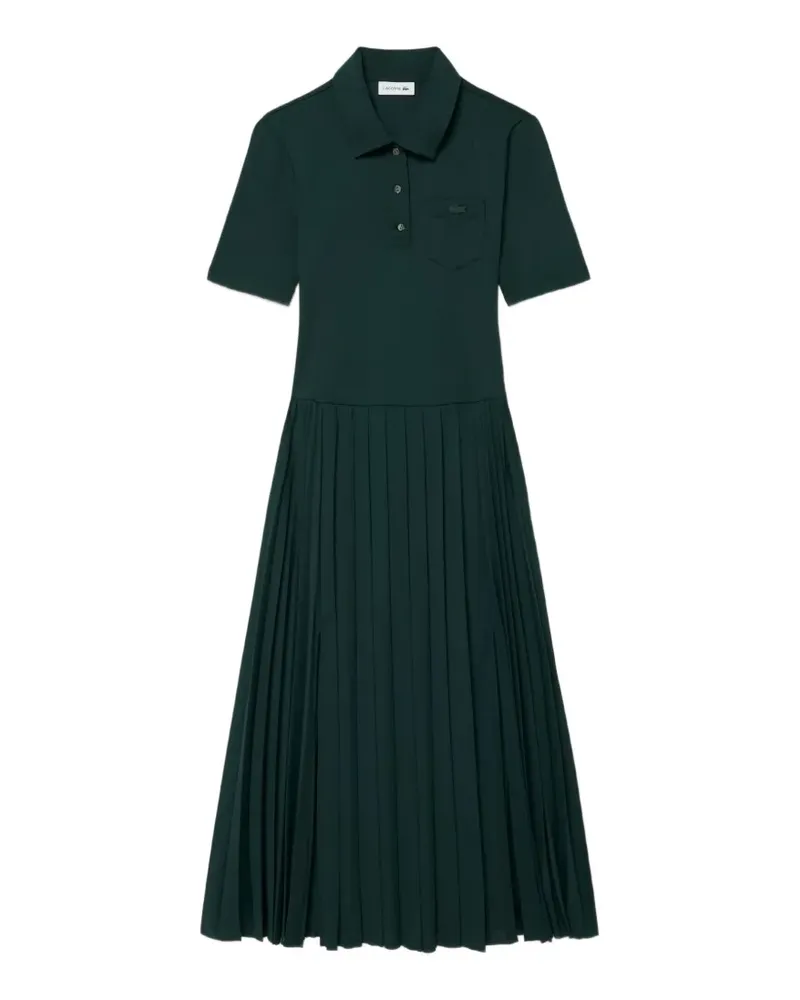 Lacoste Plissiertes Polokleid mit Logo-Patch - Grün Grün
