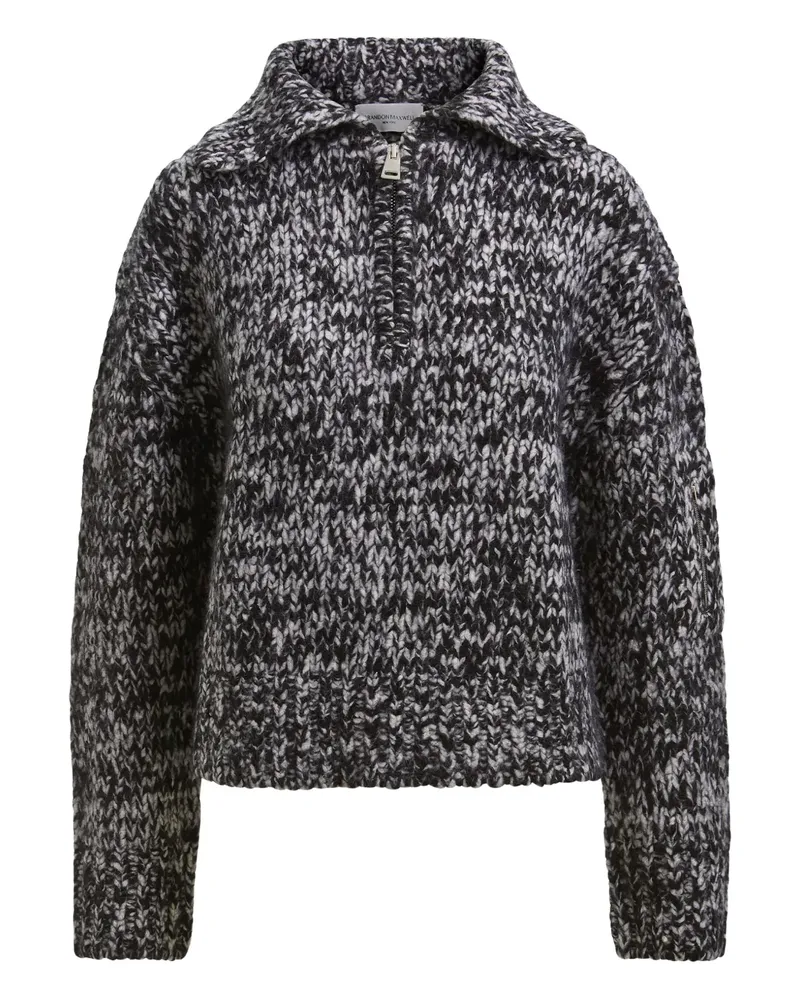 Brandon Maxwell Posie Pullover mit kurzem Reißverschluss - Schwarz Schwarz
