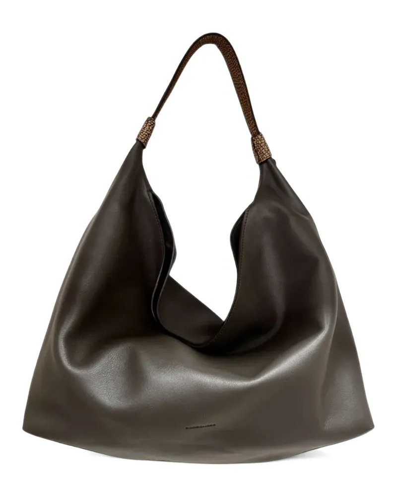 Borbonese medium Plie grained-leather shoulder bag - Braun Braun