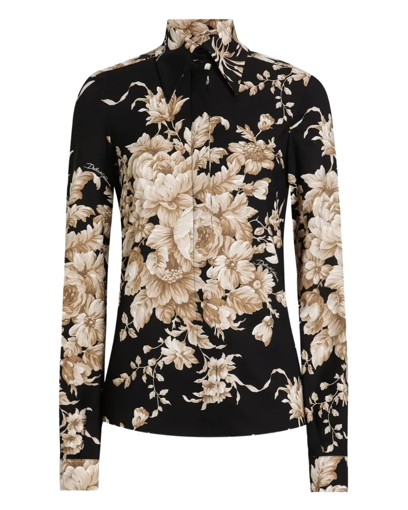 Dolce & Gabbana Hemd mit Blumen-Print - Schwarz Schwarz