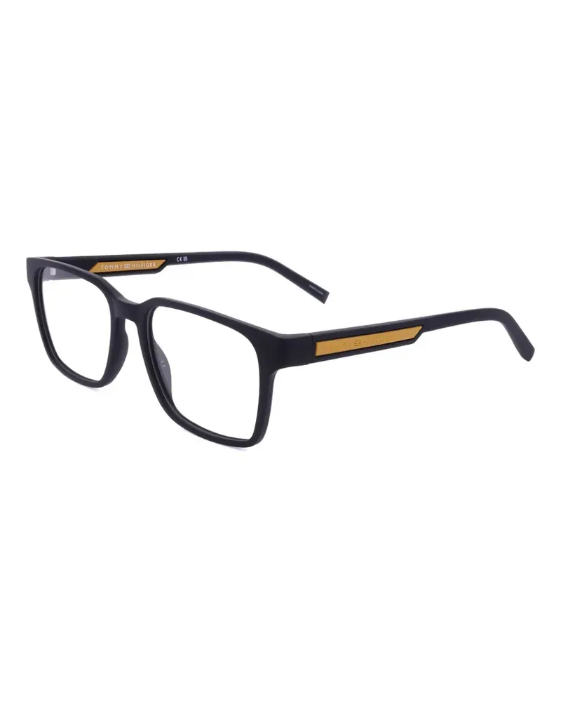 Tommy Hilfiger Eckige Brille mit Logo-Schild - Schwarz Schwarz