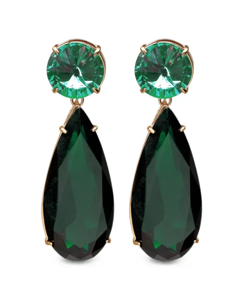 Carolina Herrera New York crystal clip-on drop earrings - Grün Grün