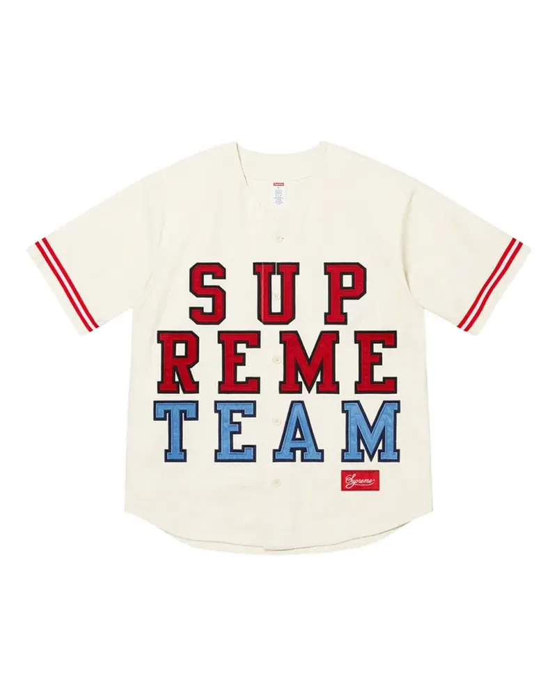 Supreme Being logo-appliqué baseball jersey - Weiß Weiß
