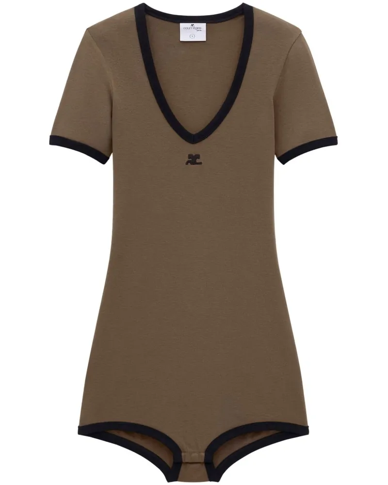 Courrèges Playsuit mit Kontrastbesatz - Grün Grün