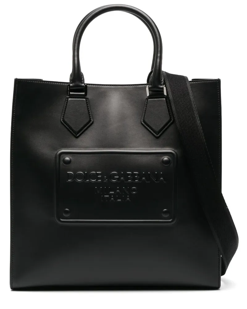 Dolce & Gabbana Shopper mit Logo-Prägung - Schwarz Schwarz