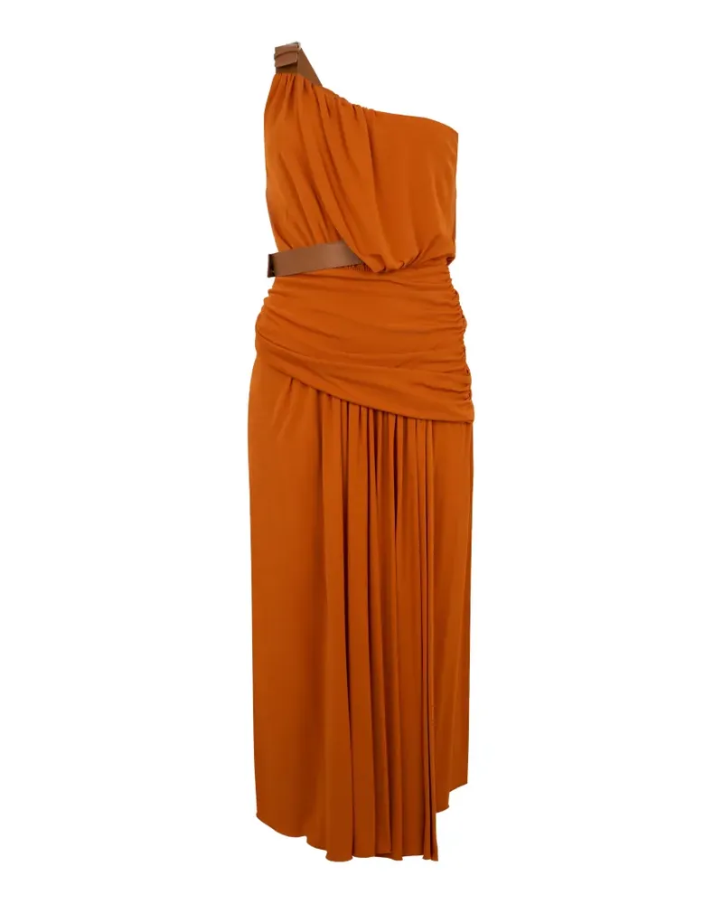 Alberta Ferretti belted one-shoulder midi dress - Orange Orange