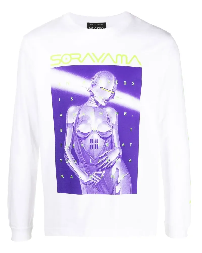 Medicom Toy Langarmshirt mit grafischem Print - Weiß Weiß