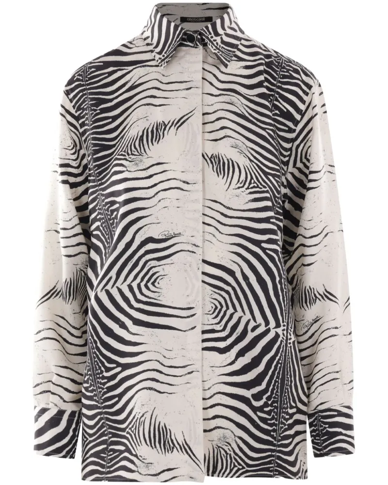 Roberto Cavalli Hemd mit Zebra-Print - Weiß Weiß