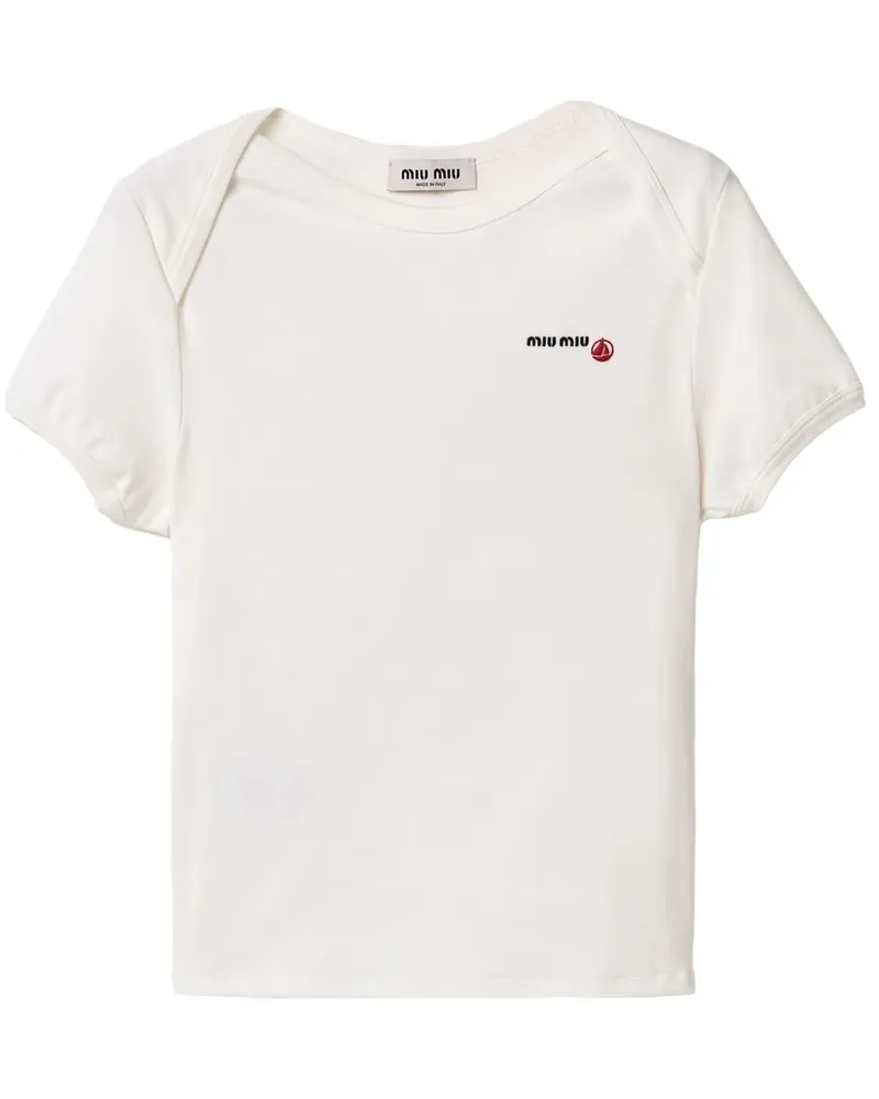 Miu Miu x Petit Bateau T-Shirt mit Stickerei - Weiß Weiß