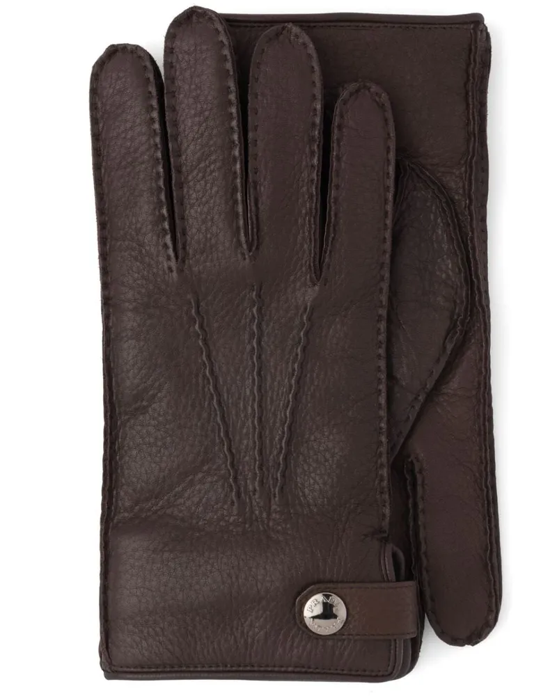 Prada Lederhandschuhe mit Druckknopf - Braun Braun