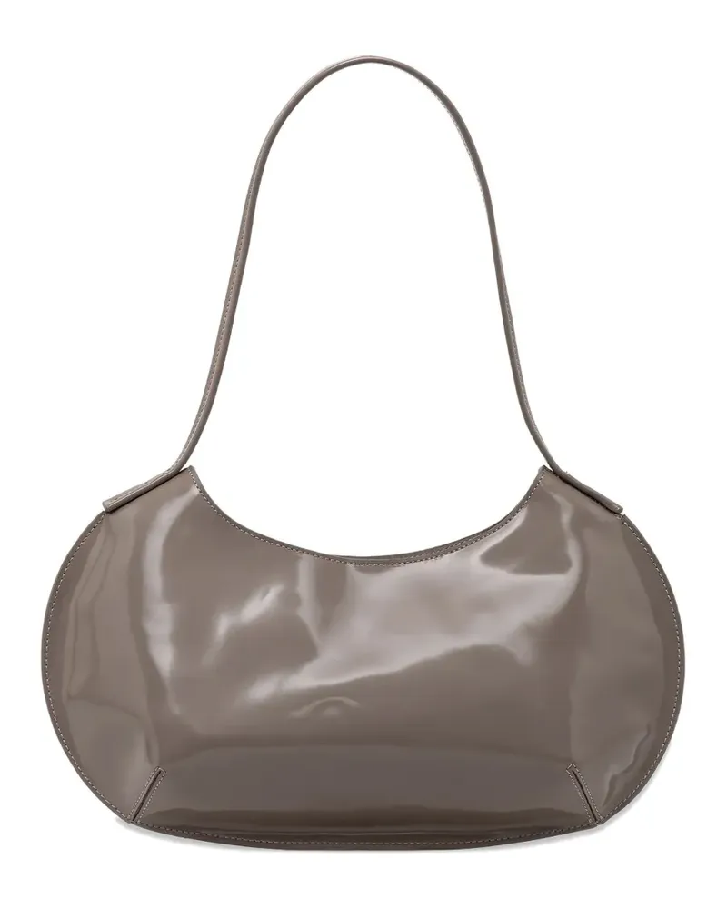 by FAR Mittelgroße Horner Schultertasche aus Leder - Nude Nude