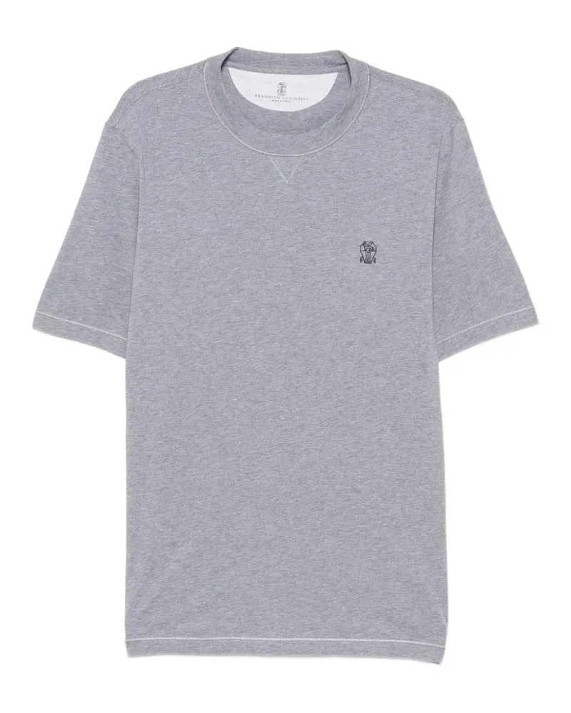 Brunello Cucinelli T-Shirt mit Logo-Stickerei - Grau Grau