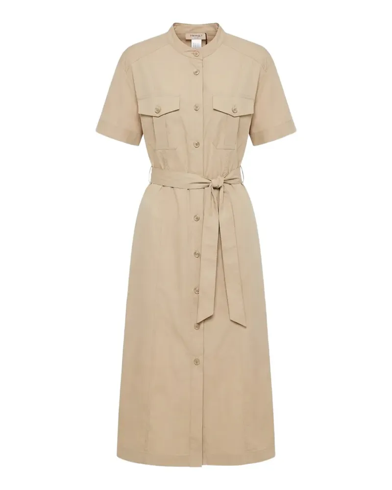 Twin-Set belted button-down dress - Nude Nude