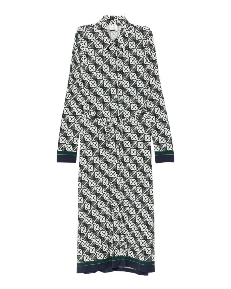 Casablanca Paris monogram-print long-sleeve midi dress - Weiß Weiß