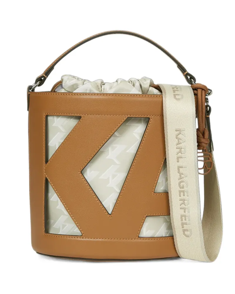 Karl Lagerfeld Ikon Monogram bucket bag - Braun Braun