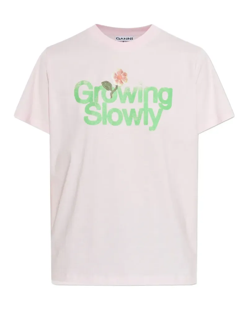 Ganni T-Shirt mit grafischem Print - Rosa Rosa