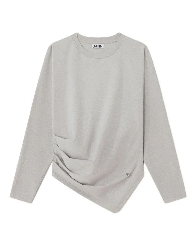 Ganni Bluse aus drapiertem Jersey - Grau Grau