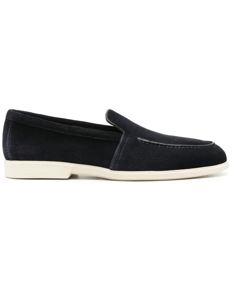 Santoni Loafer aus Wildleder mit runder Kappe - Blau Blau