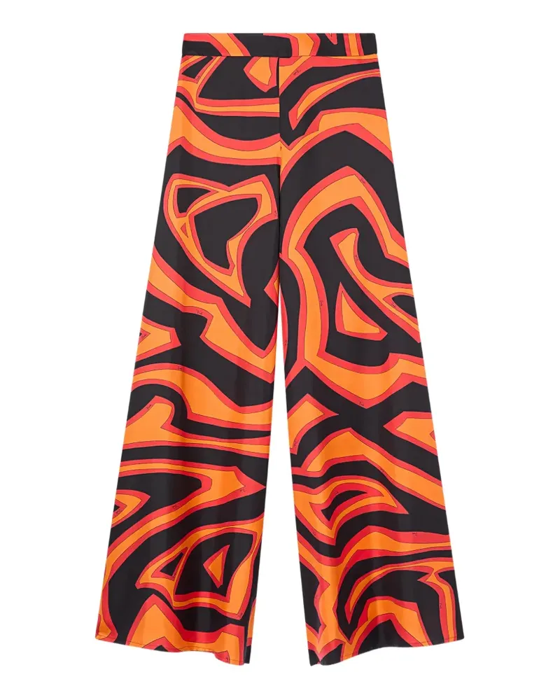 Emilio Pucci Labirinto-print silk palazzo pants - Schwarz Schwarz