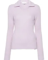 Victoria Beckham Gerippter Pullover mit Polokragen Violett