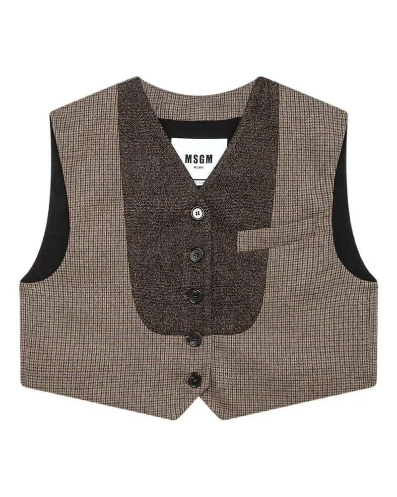 MSGM Cropped-Weste mit Karomuster - Braun Braun