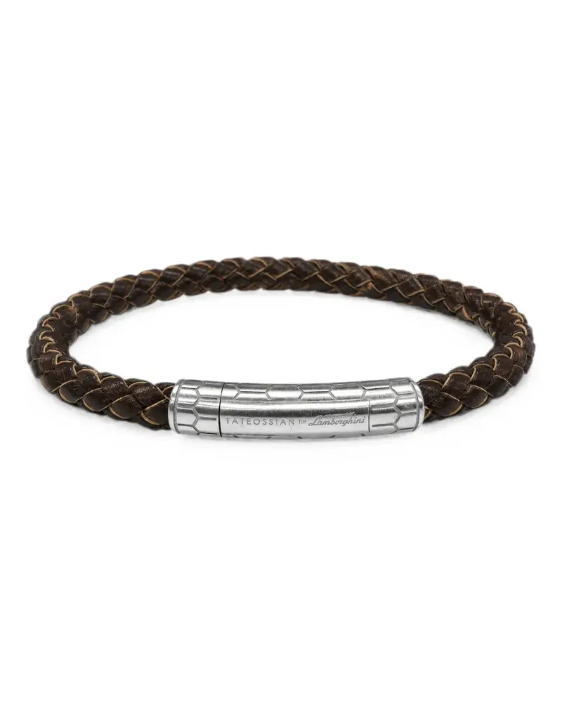 Tateossian x Lamborghini braided leather-strap bracelet - Braun Braun
