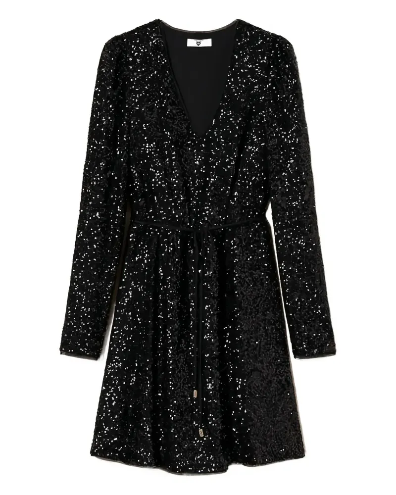 Twin-Set Minikleid mit Puffärmeln - Schwarz Schwarz