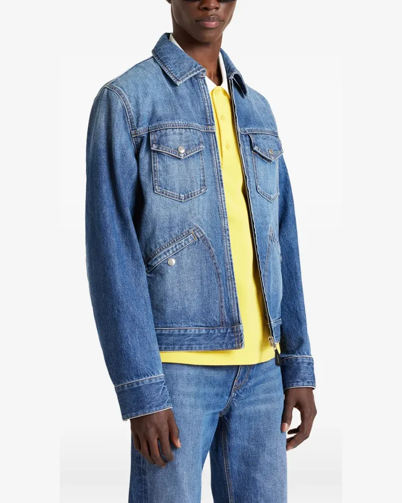 Givenchy Jacke aus dunkelblauem Denim mit Reißverschluss Blau