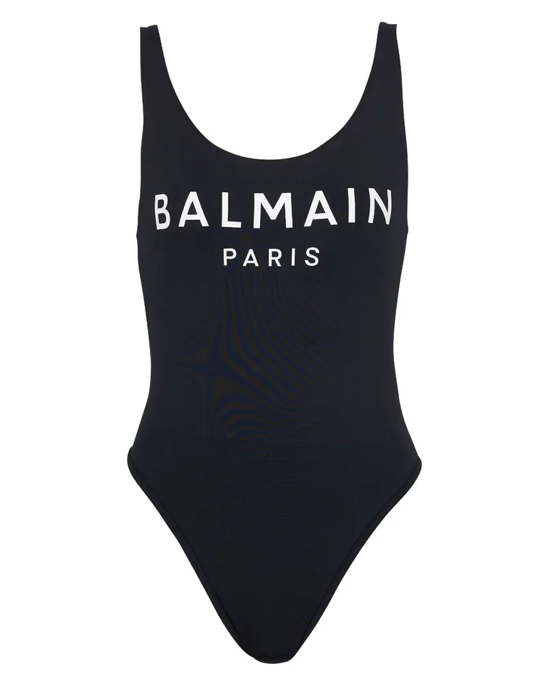 Balmain Badeanzug mit Logo-Print - Schwarz Schwarz