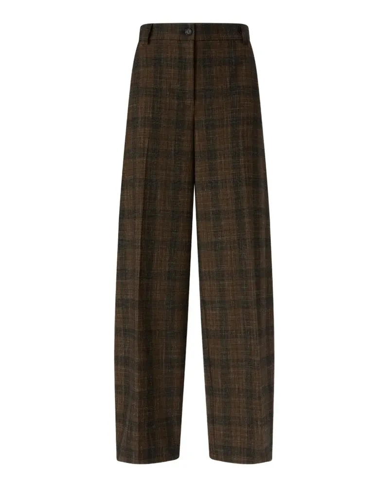Pinko Karierte Wide-Leg-Hose - Braun Braun