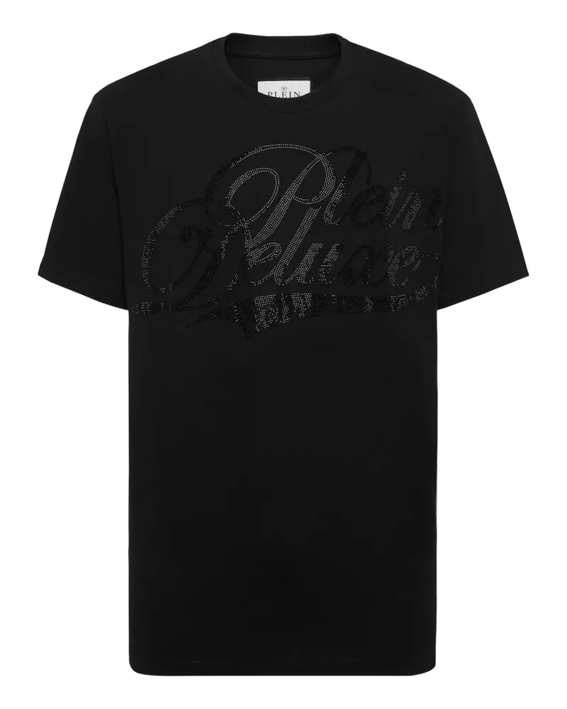 Philipp Plein T-Shirt mit Kristall-Logo - Schwarz Schwarz