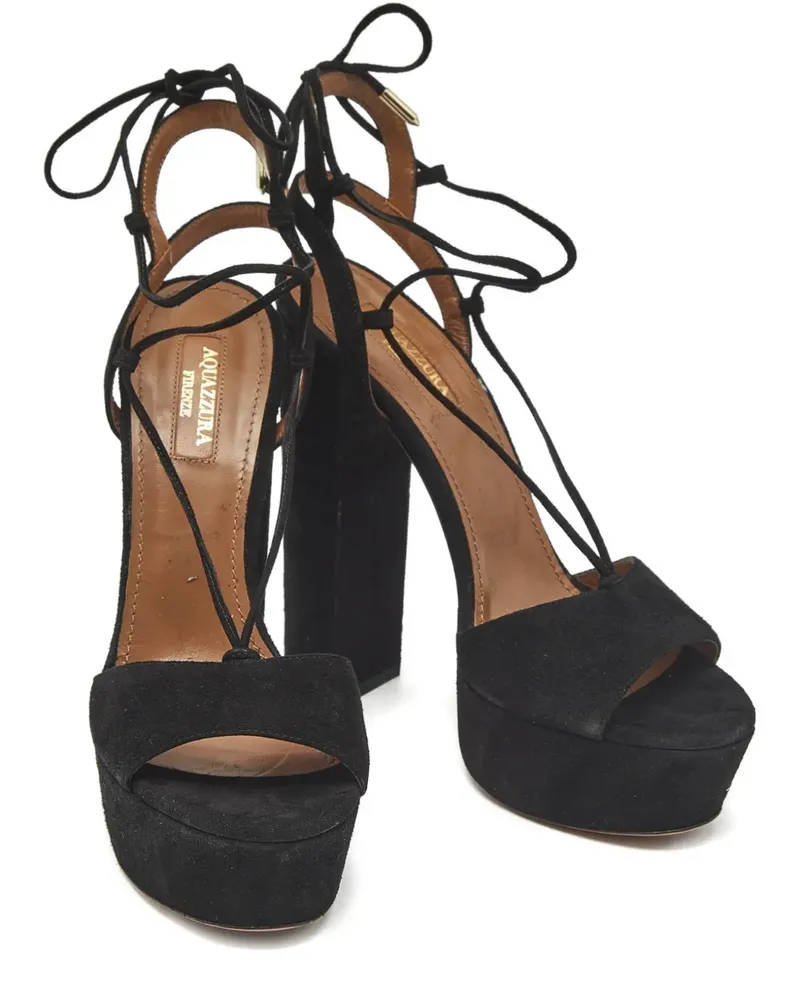 Aquazzura Austin Plateau Sandalen mit Schnürung - Schwarz Schwarz