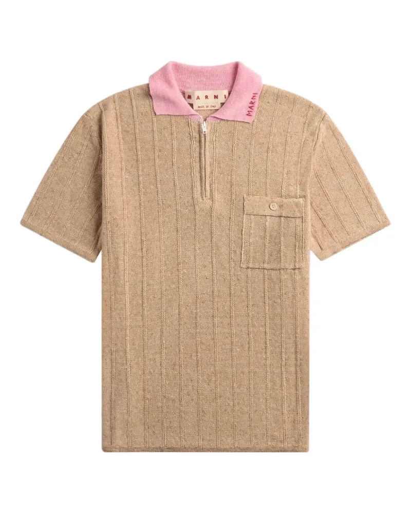 Marni cable-knit half-zip polo shirt - Nude Nude