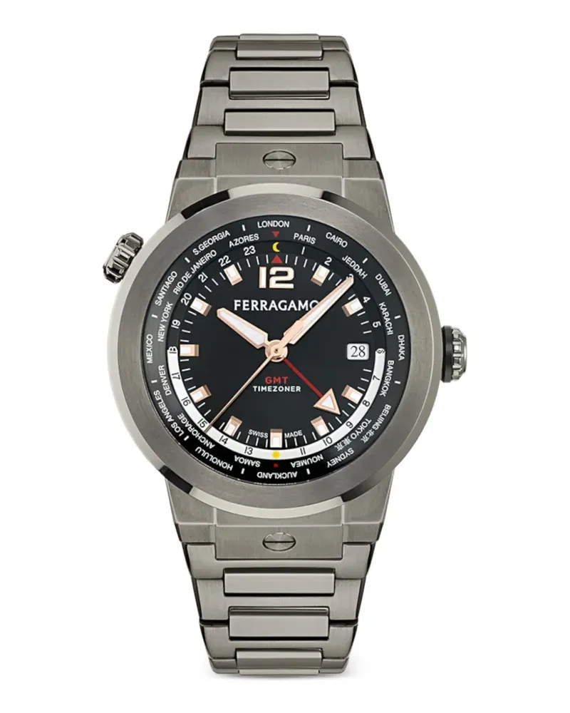 Ferragamo F-80 Worldtime 43mm watch - Schwarz Schwarz